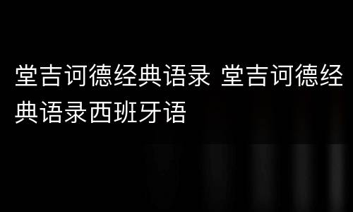 堂吉诃德经典语录 堂吉诃德经典语录西班牙语