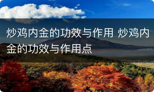 炒鸡内金的功效与作用 炒鸡内金的功效与作用点
