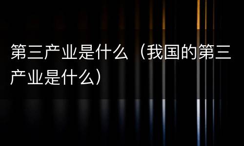 第三产业是什么（我国的第三产业是什么）
