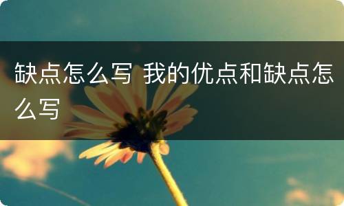 缺点怎么写 我的优点和缺点怎么写