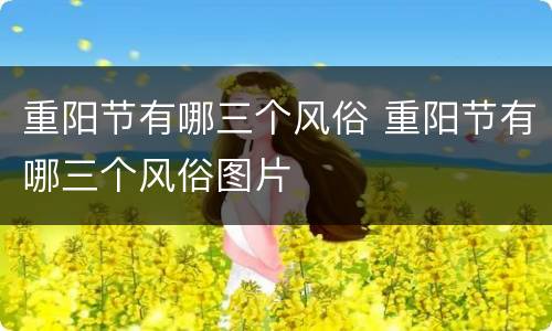重阳节有哪三个风俗 重阳节有哪三个风俗图片