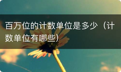 百万位的计数单位是多少（计数单位有哪些）