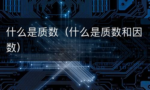 什么是质数（什么是质数和因数）