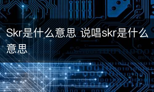 Skr是什么意思 说唱skr是什么意思