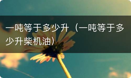 一吨等于多少升（一吨等于多少升柴机油）