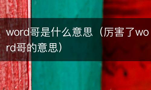 word哥是什么意思（厉害了word哥的意思）