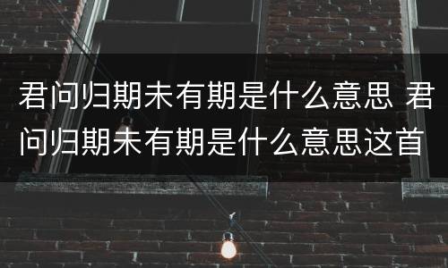 君问归期未有期是什么意思 君问归期未有期是什么意思这首诗