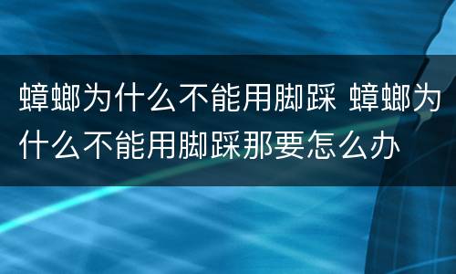 蟑螂为什么不能用脚踩 蟑螂为什么不能用脚踩那要怎么办