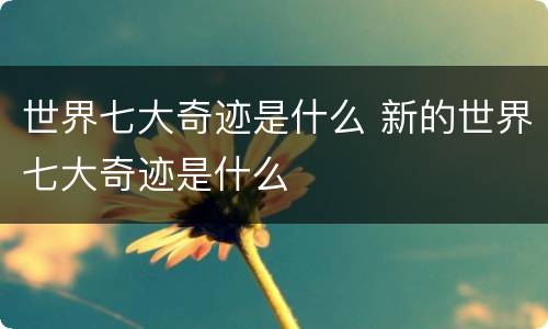世界七大奇迹是什么 新的世界七大奇迹是什么