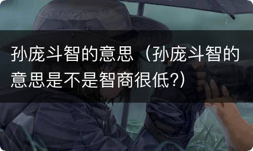 孙庞斗智的意思（孙庞斗智的意思是不是智商很低?）