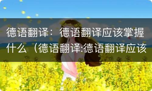 德语翻译：德语翻译应该掌握什么（德语翻译:德语翻译应该掌握什么知识）