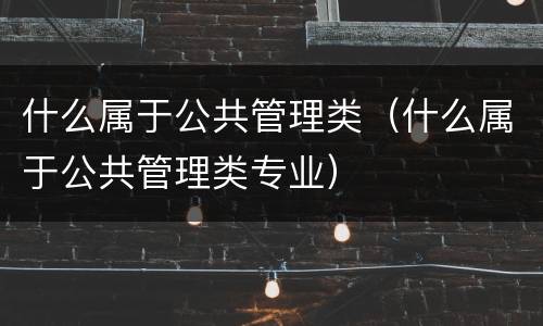 什么属于公共管理类（什么属于公共管理类专业）
