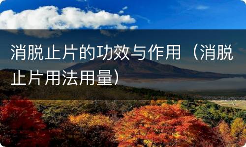 消脱止片的功效与作用（消脱止片用法用量）