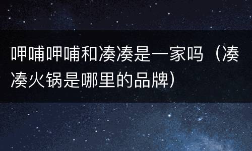 呷哺呷哺和凑凑是一家吗（凑凑火锅是哪里的品牌）