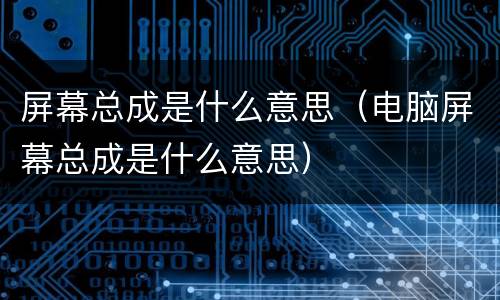 屏幕总成是什么意思（电脑屏幕总成是什么意思）