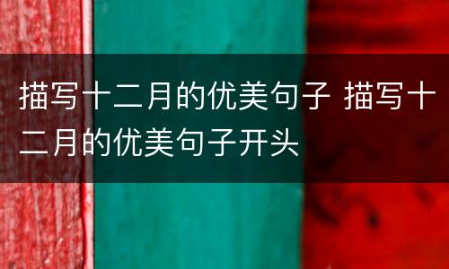 描写十二月的优美句子 描写十二月的优美句子开头