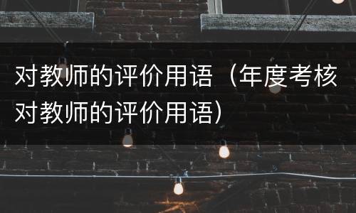 对教师的评价用语（年度考核对教师的评价用语）