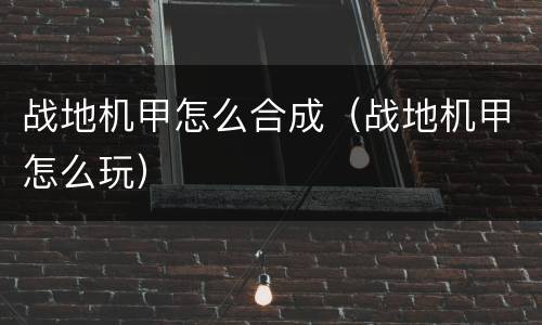 战地机甲怎么合成（战地机甲怎么玩）