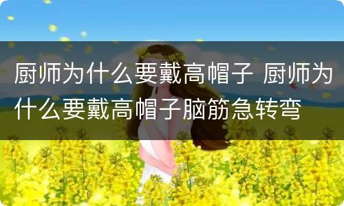 厨师为什么要戴高帽子 厨师为什么要戴高帽子脑筋急转弯