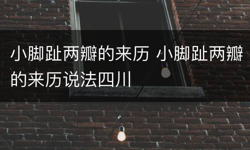 小脚趾两瓣的来历 小脚趾两瓣的来历说法四川
