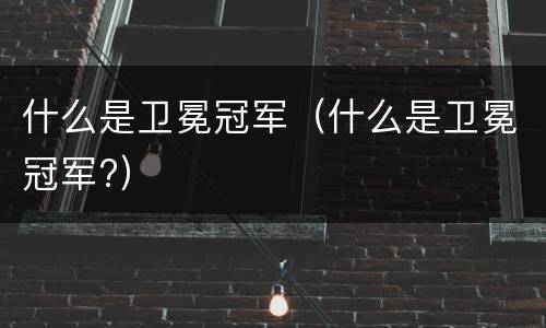 什么是卫冕冠军（什么是卫冕冠军?）