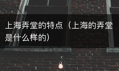 上海弄堂的特点（上海的弄堂是什么样的）