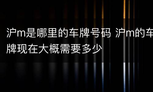 沪m是哪里的车牌号码 沪m的车牌现在大概需要多少