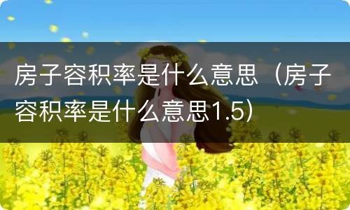 房子容积率是什么意思（房子容积率是什么意思1.5）
