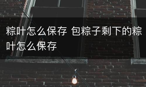 粽叶怎么保存 包粽子剩下的粽叶怎么保存