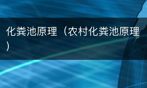 化粪池原理（农村化粪池原理）