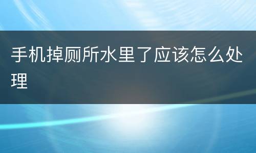 手机掉厕所水里了应该怎么处理