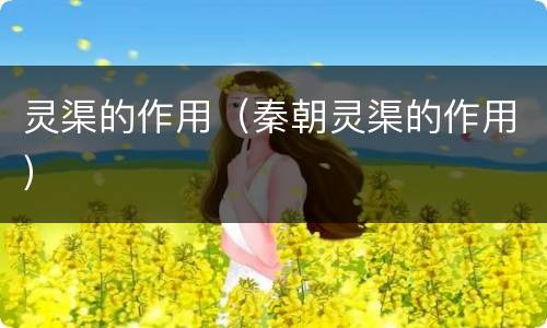 灵渠的作用（秦朝灵渠的作用）