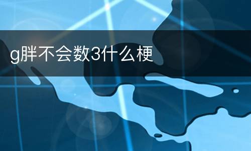 g胖不会数3什么梗