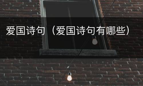 爱国诗句（爱国诗句有哪些）