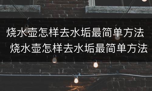 烧水壶怎样去水垢最简单方法 烧水壶怎样去水垢最简单方法小苏打