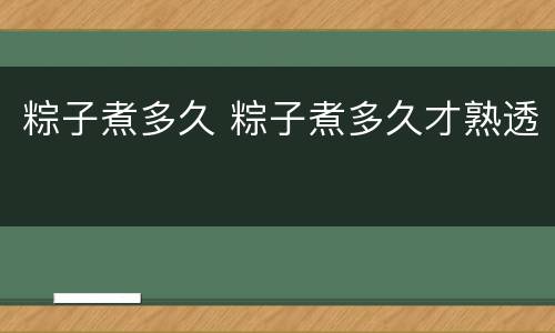 粽子煮多久 粽子煮多久才熟透