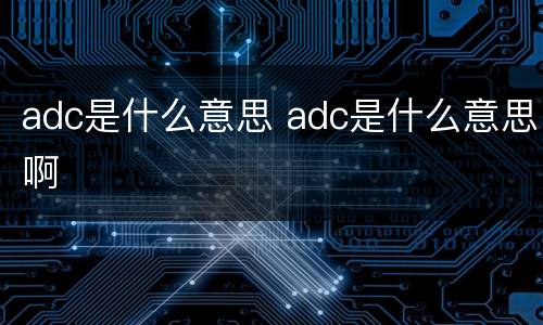 adc是什么意思 adc是什么意思啊