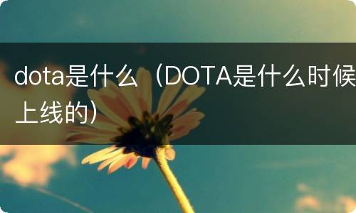 dota是什么（DOTA是什么时候上线的）