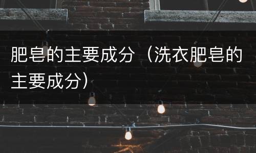 肥皂的主要成分（洗衣肥皂的主要成分）