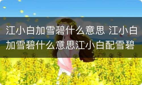 江小白加雪碧什么意思 江小白加雪碧什么意思江小白配雪碧