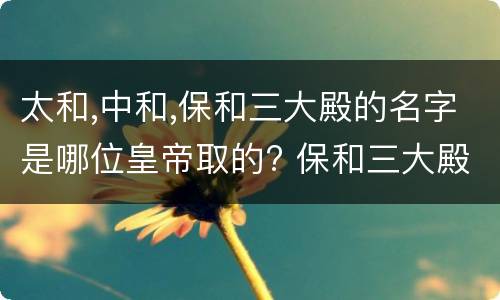 太和,中和,保和三大殿的名字是哪位皇帝取的? 保和三大殿的名字是哪位皇帝取的?