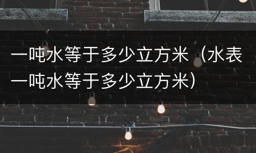 一吨水等于多少立方米（水表一吨水等于多少立方米）