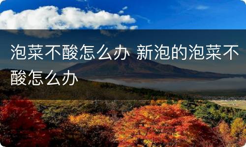 泡菜不酸怎么办 新泡的泡菜不酸怎么办