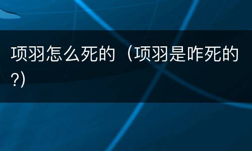 项羽怎么死的（项羽是咋死的?）