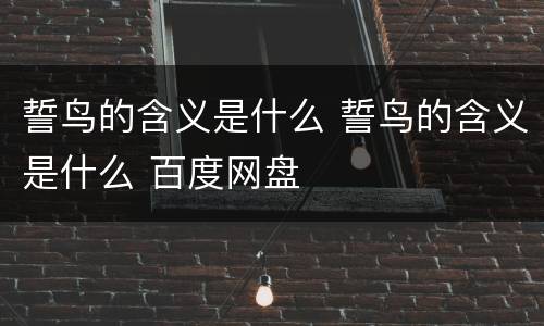 誓鸟的含义是什么 誓鸟的含义是什么 百度网盘