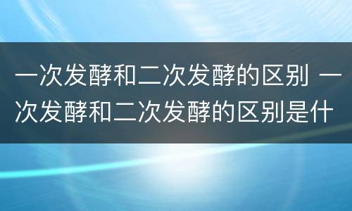 一次发酵和二次发酵的区别 一次发酵和二次发酵的区别是什么
