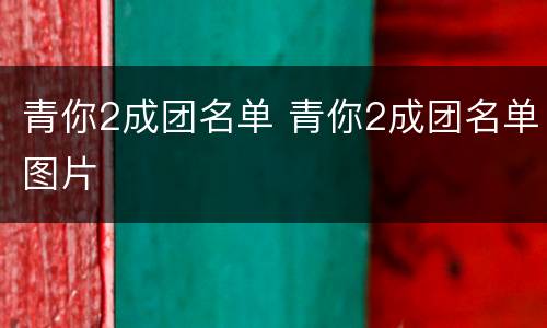 青你2成团名单 青你2成团名单图片