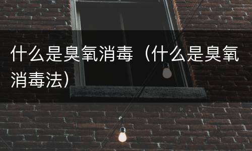 什么是臭氧消毒（什么是臭氧消毒法）