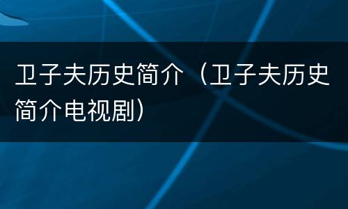 卫子夫历史简介（卫子夫历史简介电视剧）