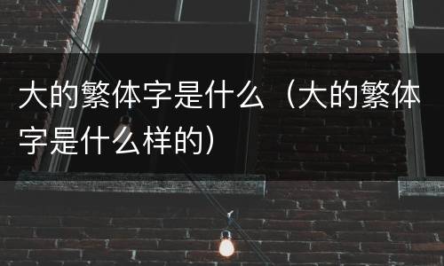 大的繁体字是什么（大的繁体字是什么样的）